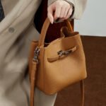 Top-Grain Cowhide Vegetable Basket Bucket Bag Women's Genuine Leather 2026 New Style Versatile Luxury Shoulder Bag Handheld Crossbody Handbag